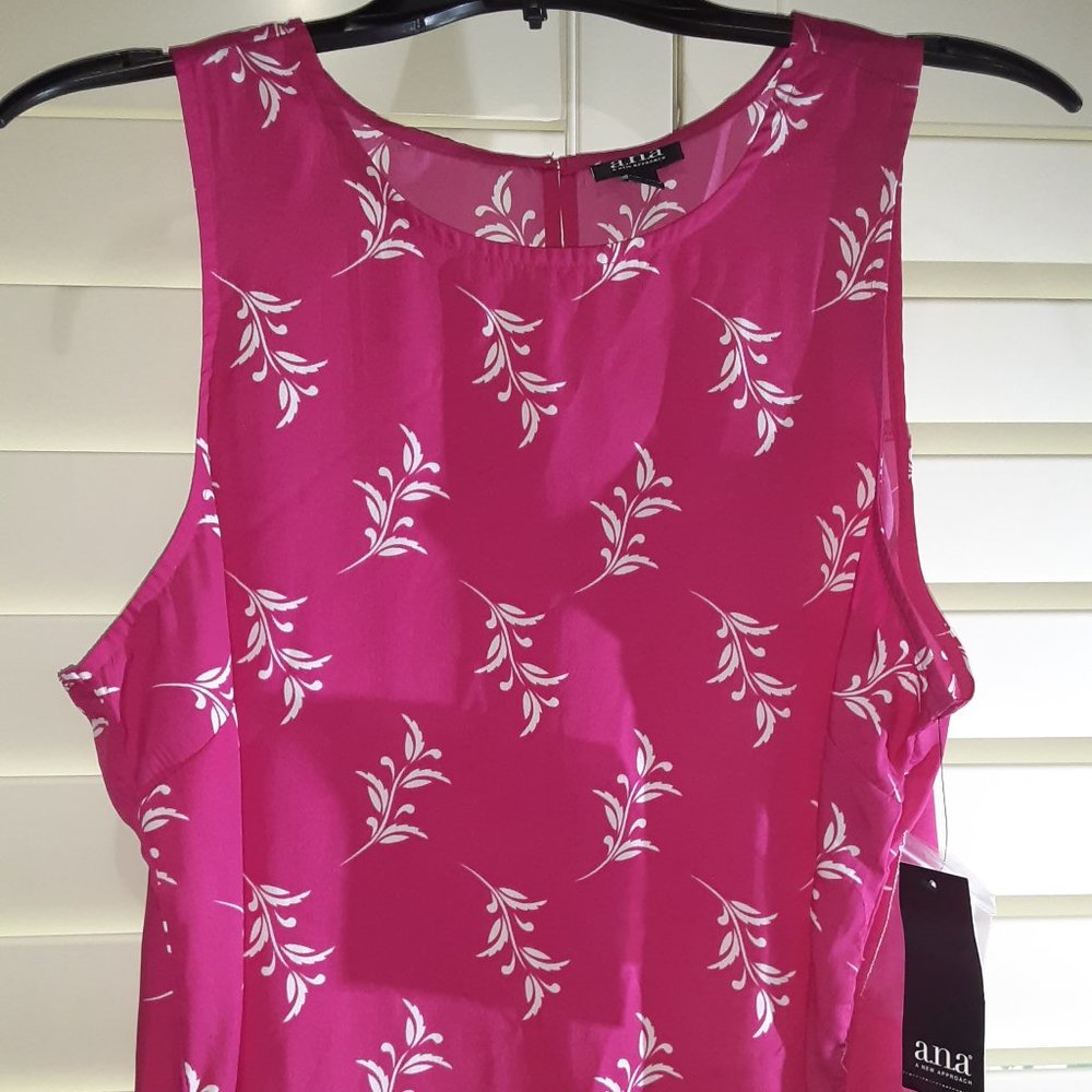 Hot Pink with white print sleeveless dress